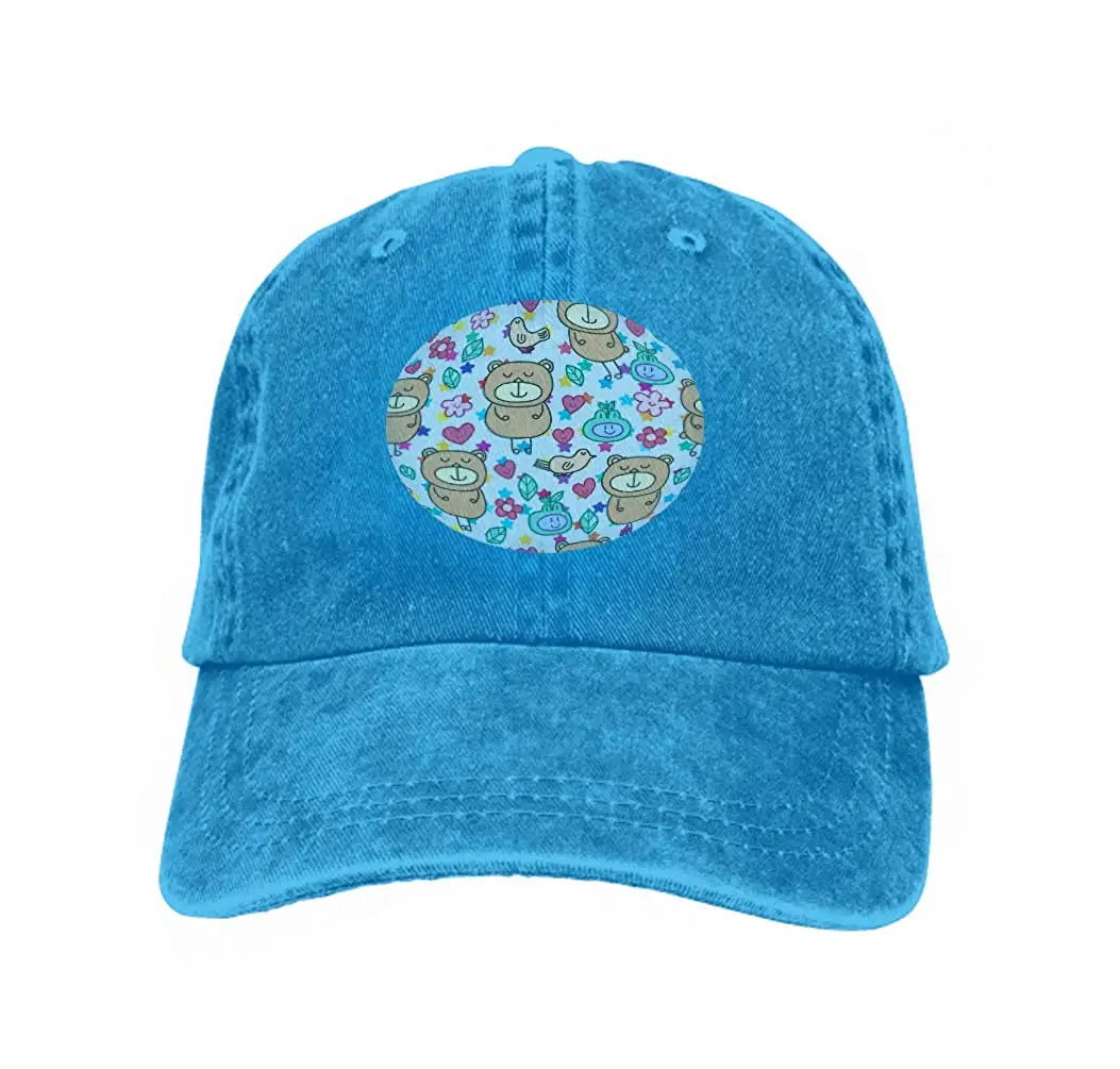 ВИНТАЖНАЯ ДЖИНСОВАЯ Регулируемая бейсбольная кепка спортивная бейсболка медведь милый дизайн рисунок Птица Любовь лист фруктовая живопись синий