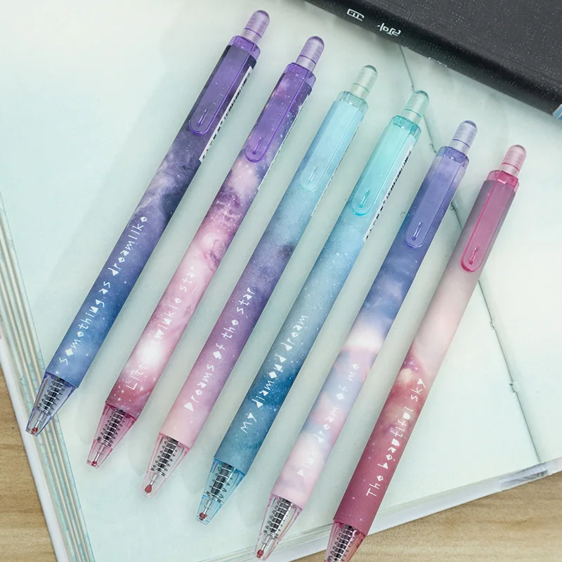 6 pcs Starry Sky Pen Set, Colorful Starry Night Milky Way Pens, Black –  DokkiDesign