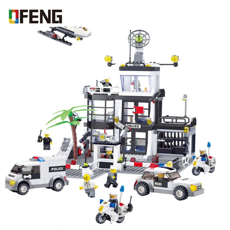 

City Police Station Building Blocks Action Figure Baby Toys Children 3D Construction Bricks Gifts Compatible