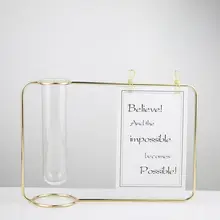 Подвесная пробирка прозрачная стеклянная ваза металлическая подставка для цветов домашняя декорация Кованое железо фоторамка культура воды зеленый поток