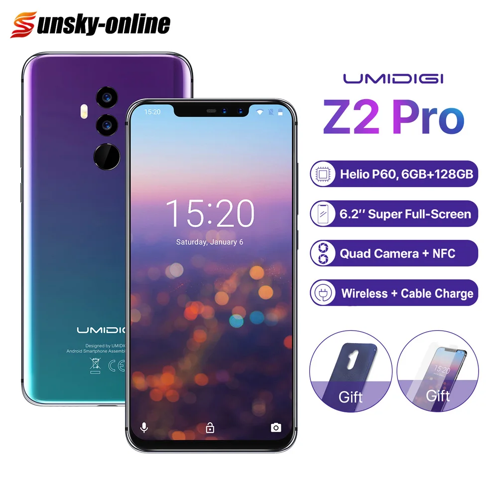 

UMIDIGI Z2 Pro 6.2" Full screen Smartphone 6GB+128GB Dual 4G Back+Front 16MP Cameras NFC Wireless Charge Octa Mobile phones