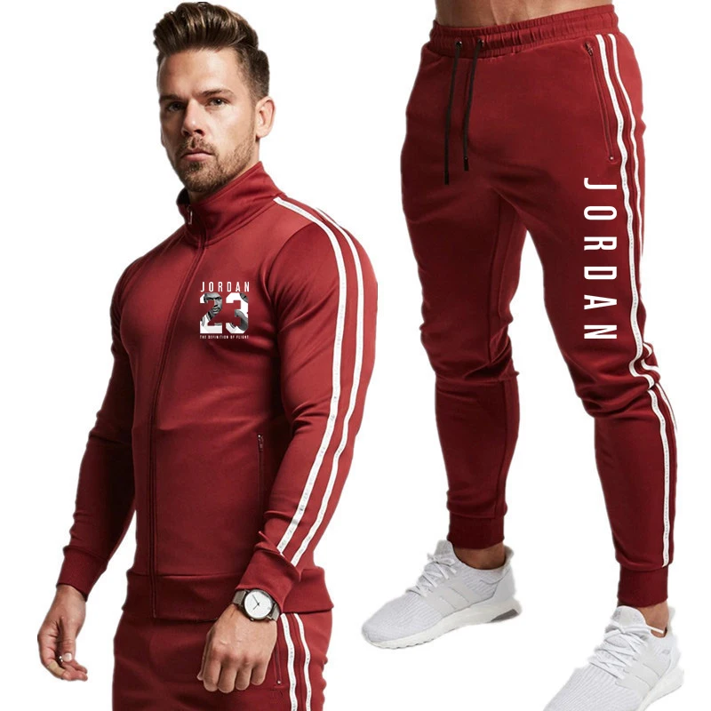 2 Piece Men Hoodies Pants Sport Suit Jordan Men Clothing Set Gyms Sport wear Tracksuit Fitness 5