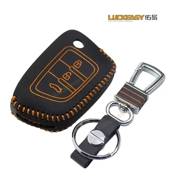 

luckeasy dongfeng verano A30 ax7 Genuine Leather Car Key case wallet holder remote car key cover key2a
