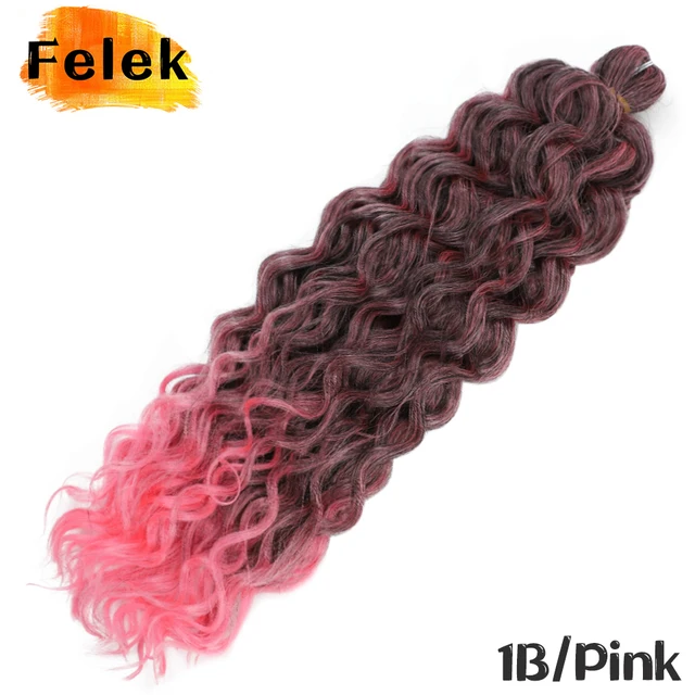 Ocean Wave Braiding Hair Extensions Crochet Braids Synthetic Hair Hawaii Afro Curl Ombre Curly Blonde Water Wave Braid For Women 1B-Pink