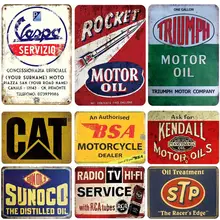 Motor de aceite vintage estaño signo retro placa de metal pintura calssical hierro imagen decoración pared para estación de gas garaje tienda