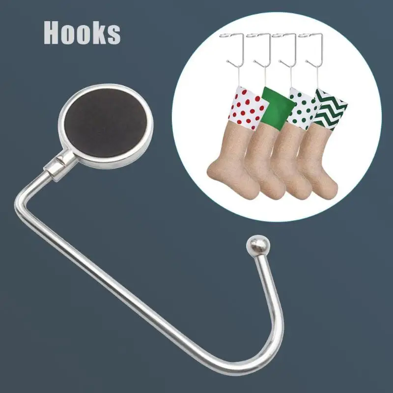 

4pcs Universal Hooks Zinc Alloy Straight Adhesive Fireplace Christmas Stocking Holder Desk Wall Bag Clothes Hanger for Xmas Tree
