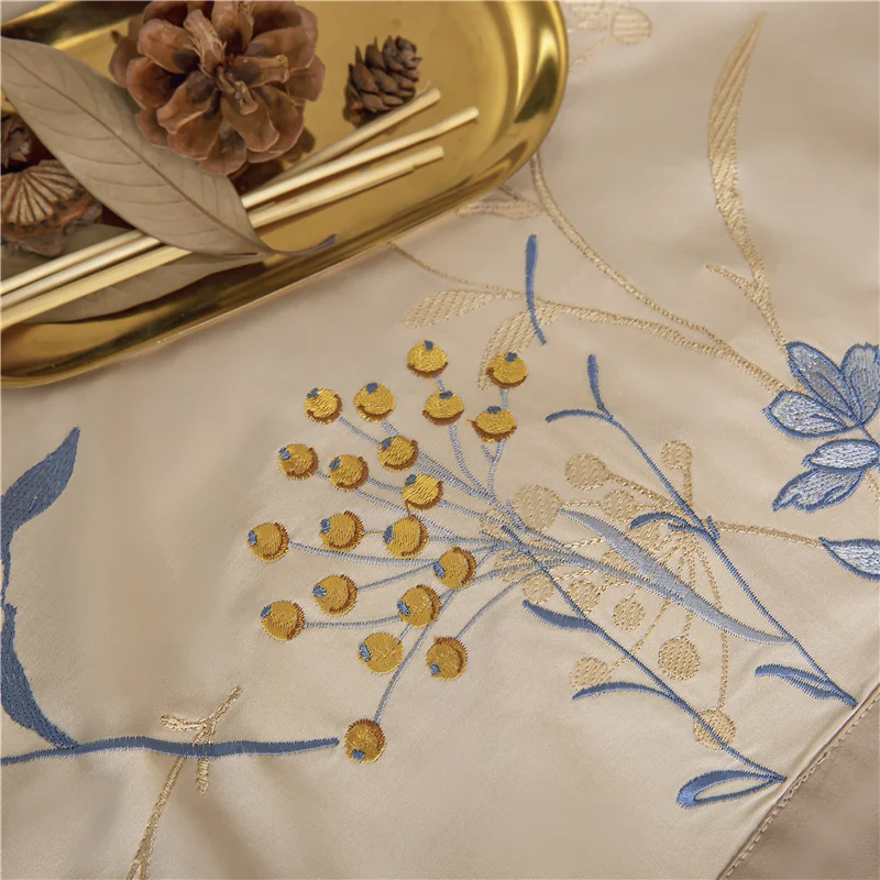 Luxury 60S Egyptian Cotton Embroidered Bedding Set for King Size Bed Sheet Pillowcase Duvet Cover Set 4pcs for Home and Hotel