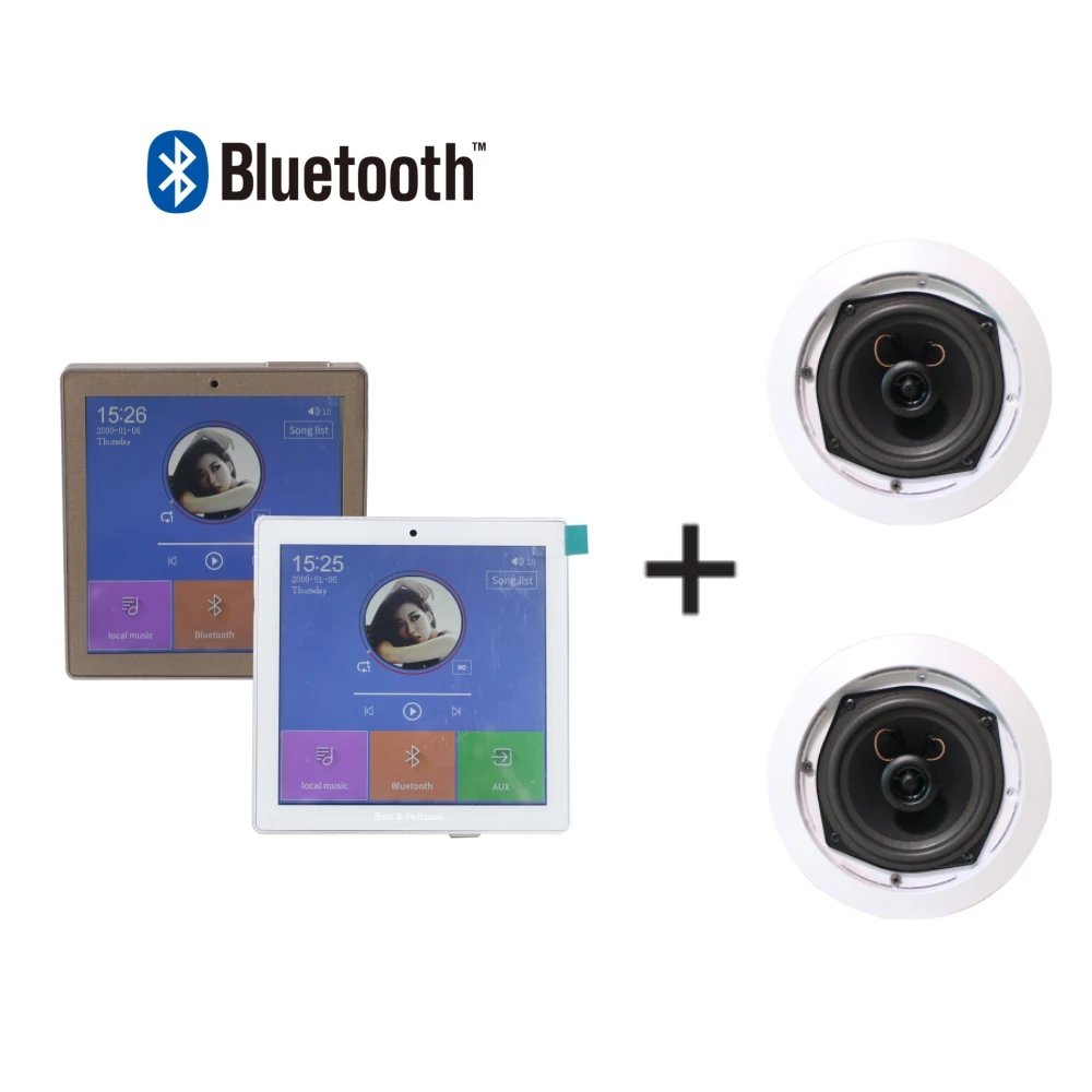 Bluetooth 2-CH 25 Вт сенсорный экран домашний аудио фон музыкальный настенный усилитель с 2 шт. 5 ''коаксиальный потолочный динамик