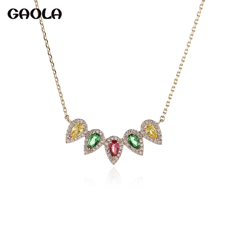 GAOLA Newest Luxury Multicolor CZ Geometric Chain Necklace Party Wedding Jewelry for Women GLD1449 | Украшения и аксессуары