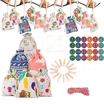 

Daily Christmas Storage 1-24 Digital Cotton Linen Gift 10m Hemp Rope Bag Tree