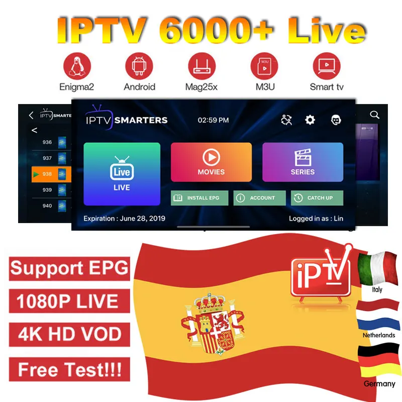 Премиум IP tv подписка IP tv Испания M3u 1 год с 7000+ Live tv& 6000+ Spanish VOD Movies мир Европа список IP tv Server6