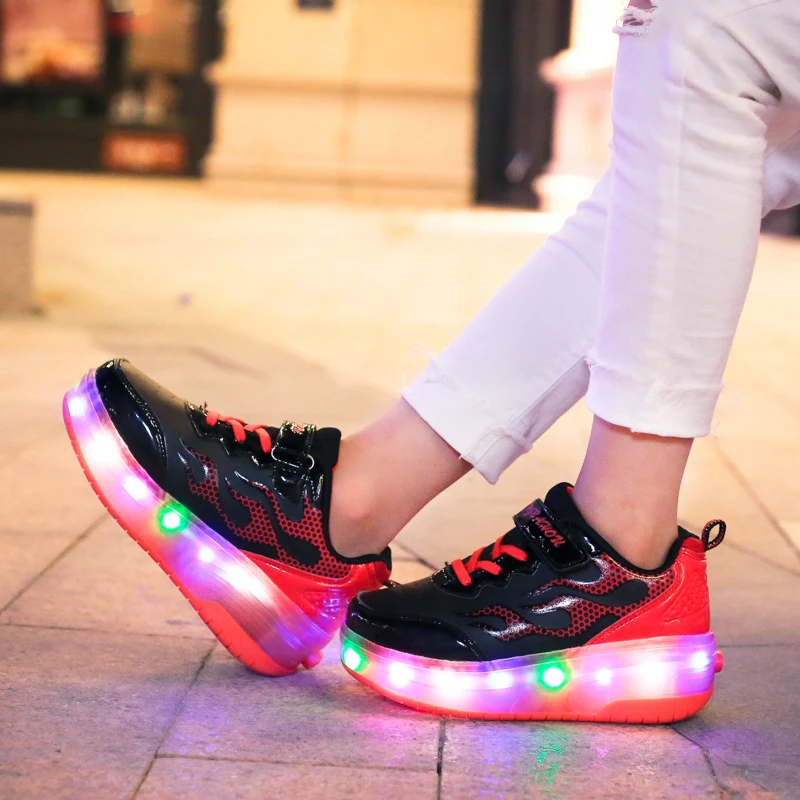 Детская обувь для катания на коньках Детские кроссовки Patins patines de 4 ruedas для мальчиков и девочек Patins Heelys светодиодный мигающий светильник Zapatillas