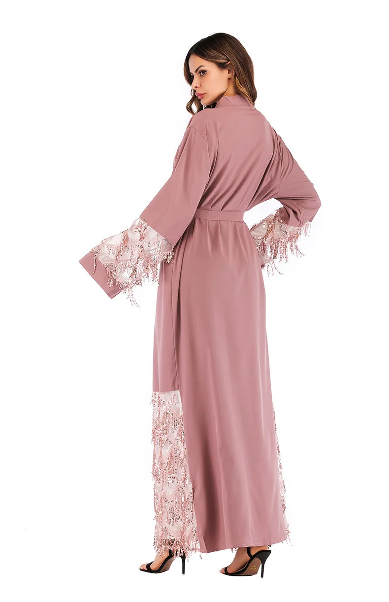 Абая для женщин Caftan Рамадан сетки блестками мусульманское платье ХИДЖАБ КАФТАН абайя Женская одежда в мусульманском стиле Дубай ОАЭ Исламская одежда
