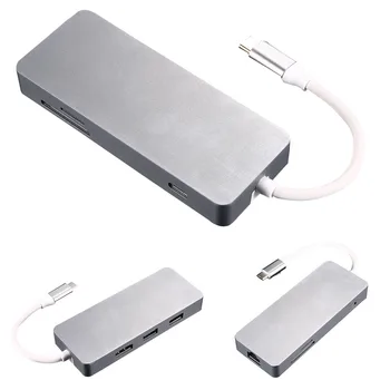 

Portable Type C Hub USB Power Delivery TYPE-C To HDMI/USB3.0/network Port//TF 7 Ports More Convenient Concentrator Practical