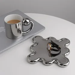 Nordic Ins Style Creative Ceramic Coffee Milk Water Cup Tea Cup Set with Tray Office Home Dish Personalized Mug