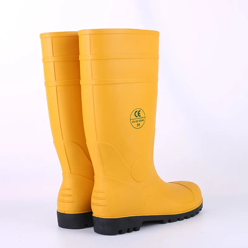 

Italy-Hight-top Protective Rain Smashing Anti-static Wear-Resistant Anti-slip gong kuang xue Labor Safety Rain Shoes Yellow