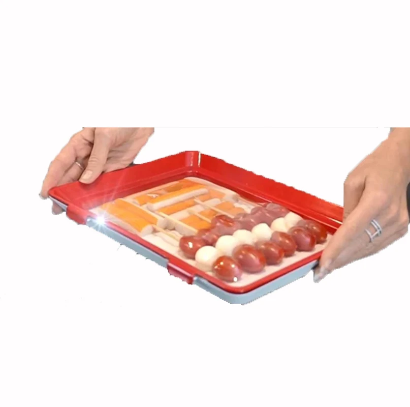 

Dropshipping Hot Sale Creative Food Preservation Tray Plastic Vacuum Magic Elastic Fresh Tray Food Storage Box
