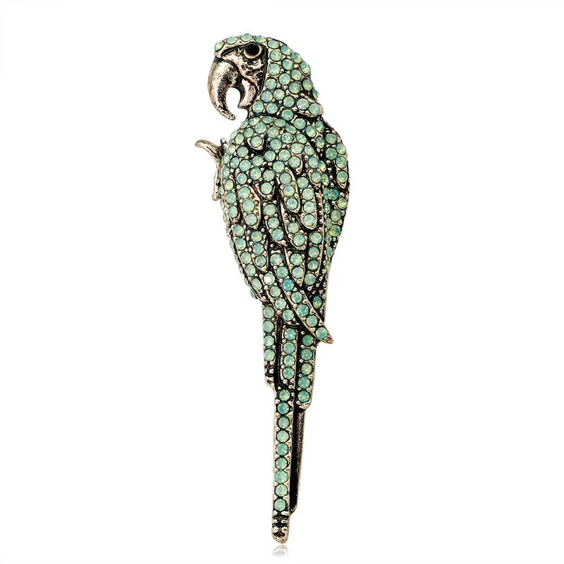 

Korean Retro Simple Rhinestone Alloy Parrot Bird Brooch Pin for Women Cute Fashion Animal Cloth Hat Corsage Jewelry Accessories