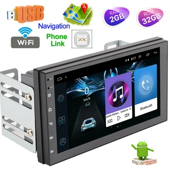 

7" Touch Screen Android 9.1 Car Radio GPS Navigation RAM 2GB+ ROM 32GB 2Din Car Multimedia Video Player Auto Stereo