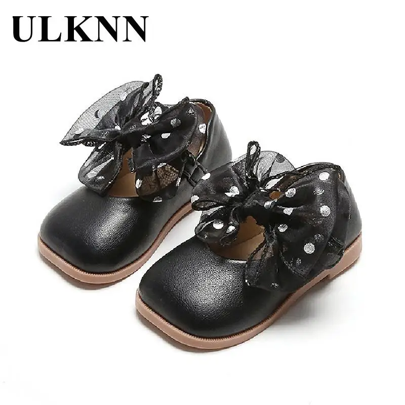 Single Girl Flats Institute Wind Children Shoes The New Spring 2023 Princess Pink Bowknot Girl Child Leather Shoes