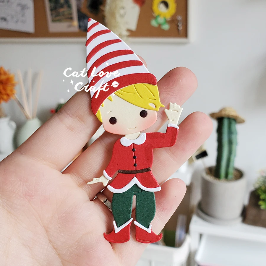 Catlove 크리스마스 엘프 금속 절단 다이 스크랩북 금형 스텐실 다이 컷 카드 만들기 DIY 공예 엠보싱 2020 년 새로운 다이