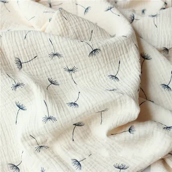 

Dandelion Printed Cotton Crepe Fabric Cotton Double Gauze Fabric DIY Sewing Textile Pajamas Cloth Material