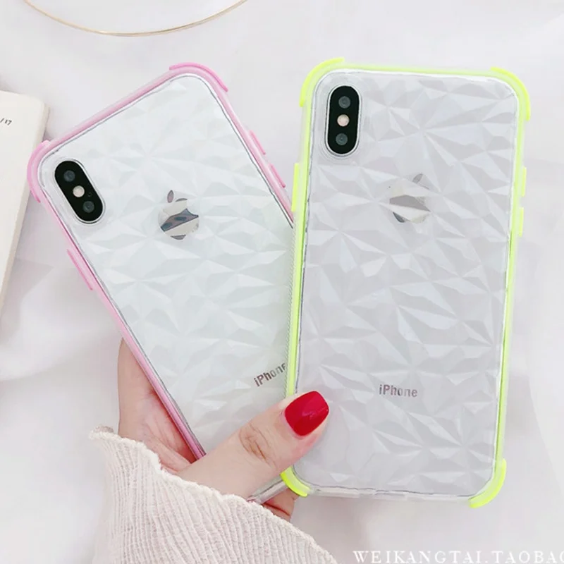 Чехол для iphone 11 Pro X XR XS MAX 10 7 8 6 6s Plus 3D Diamond 6D Hybrid прозрачный мягкий ТПУ защитный
