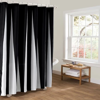 

Black And White Vertical Stripes Shower Curtain Black Bathroom Curtain Polyester Fabric Waterproof Shower Curtain Drop Shipping