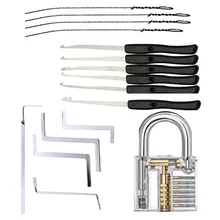 Ferramentas de serralheiro prática kit de bloqueio transparente com chave quebrada extrator chave ferramenta remoção ganchos ferramenta picareta