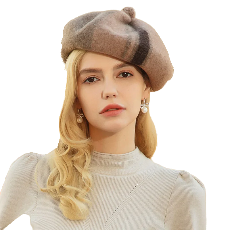 Light Khaki Beret Винтажная шерсть Французский Берет шапки Лыжная Шапка s Женская зимняя теплая шапка Painter шапка Beanie Boinas Para Mujer - Цвет: Light Khaki Beret