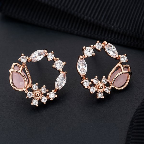 Korea Sweet Cute Flower Crystal Temperament Geometric Shiny Zircon Earrings Statement Earrings for Women Girl Pendientes