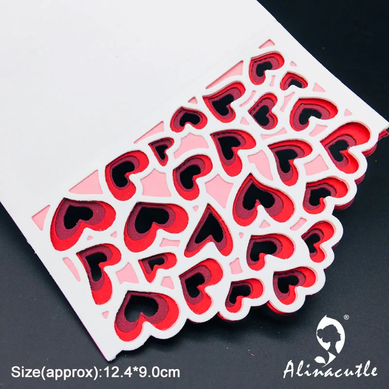 Металлический вырубной многослойный фон для альбома в форме сердца ручной работы с карточным альбомом Alinacutle Die
