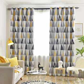 

Custom Curtains for Living Room Bedroom The Modern Geometric Ins Style Imitation Digital Net Red Diamond Triangle Striped