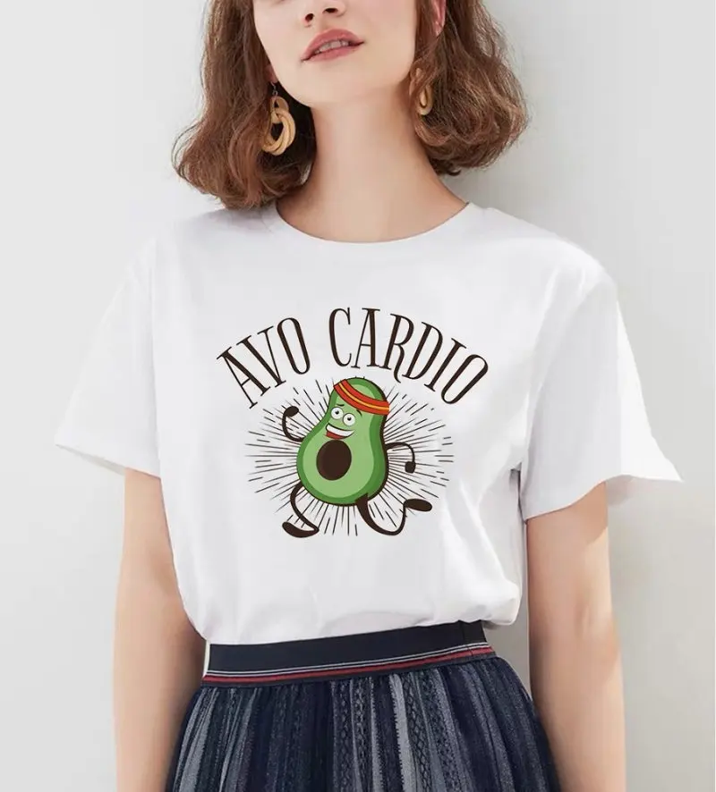 Женская забавная футболка с рисунком авокадо, Милая футболка с коротким рукавом в стиле Харадзюку, Женская винтажная графическая Эстетическая одежда в Корейском стиле - Цвет: 343