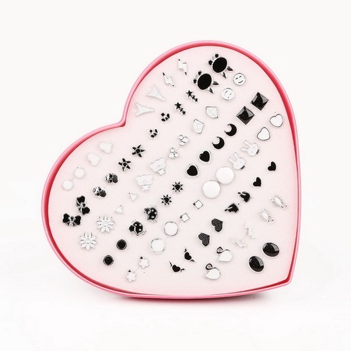 Multi-style Colorful Animal Heart Star Moon Geometric Crystal plastic Stud Earring Set For Women Girls Jewelry Gifts