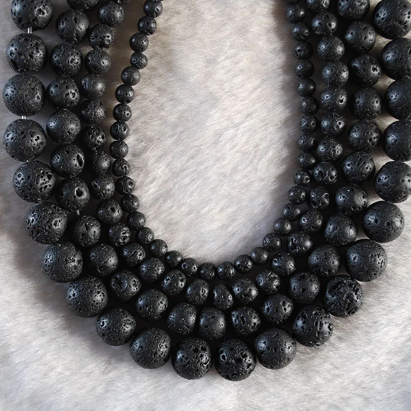Fctory цена Натуральный камень черного цвета из лавового камня бусины 4/6/8/10 мм