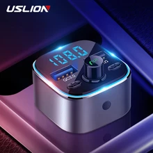 USLION двойной зарядное устройство USB с fm-передатчиком Bluetooth 5,0 приемник аудио mp3-плеер TF карта Автомобильный комплект Автомобильное зарядное устройство QC3.0