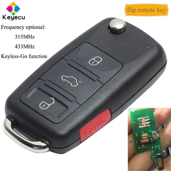 

KEYECU Keyless Go Flip Remote Control Car Key With 3 Buttons& 315MHz/ 433MHz & ID46 Chip - FOB for Volkswagen T*ouareg 2002-2010