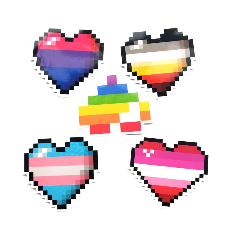 5 шт. xiao tao zhuang Pixel Heart Cool Внешняя торговля Водонепроницаемый Автомобильный стикер мультяшка дорожная тележка клейкая бумага