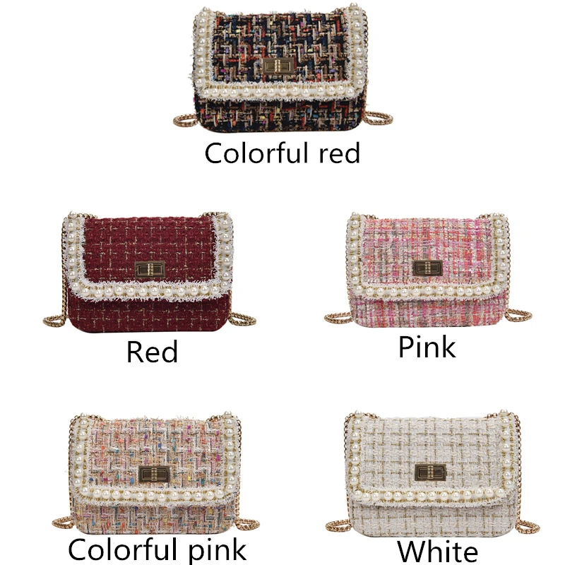 Модная женская сумка, новинка, высокое качество, шерсть, на плечо, сумка-мессенджер, для девушек, роскошное украшение жемчугом, на цепочке, маленькие квадратные сумки