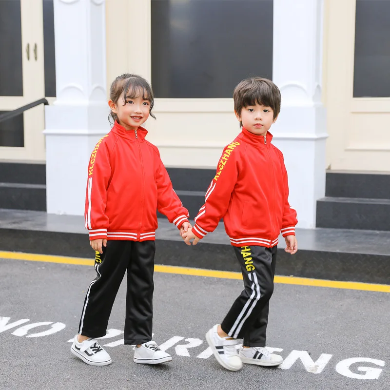 

2019 Spring And Autumn Men And Women Children School Uniform Set Lettered Business Attire Small Secondary School Children Kinder