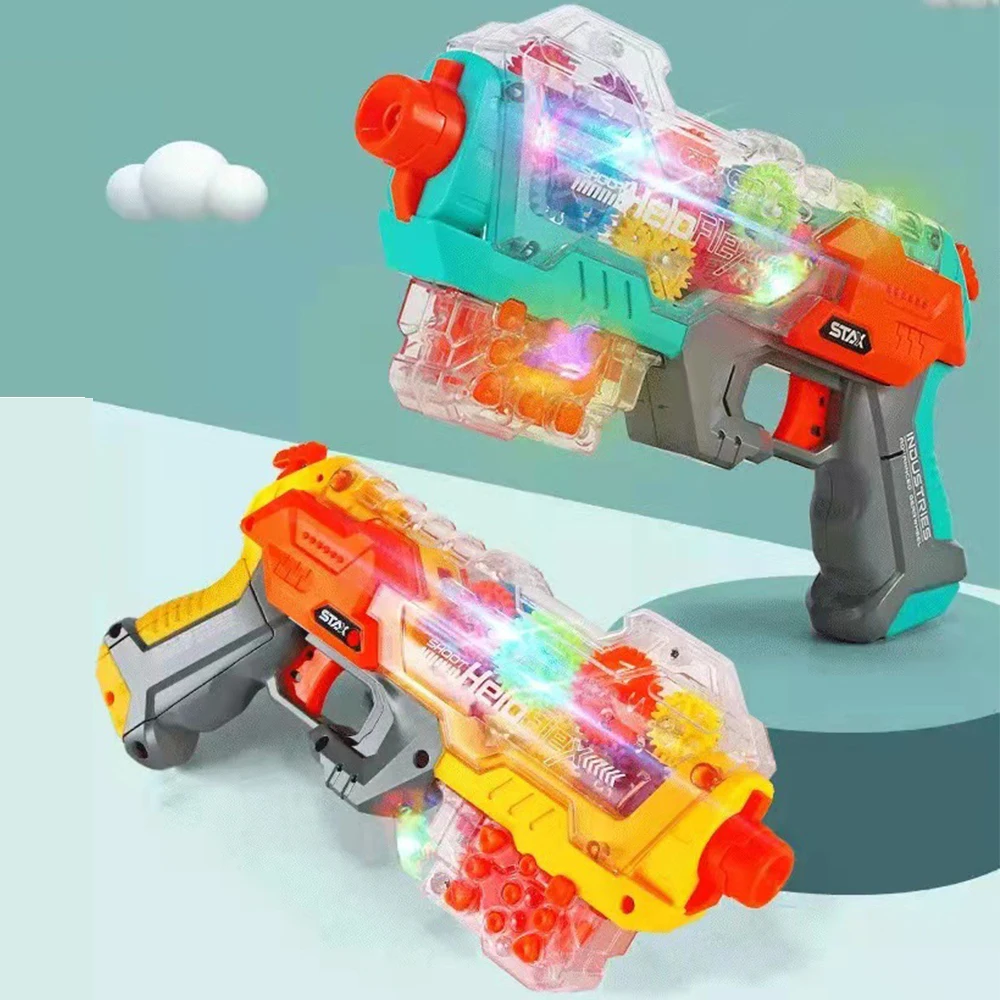 Электрический игрушечный пистолет с крутым звуком и подсветкой прозрачной