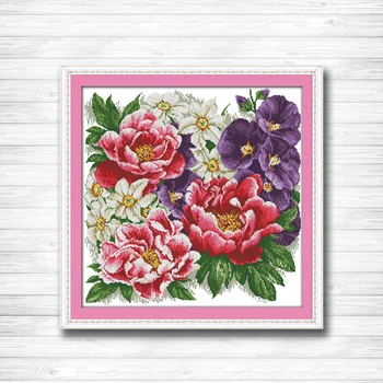 

A bunch of vigorous flowers paintings dmc 14CT 11CT counted cross stitch Needlework Set Embroidery kits Home decor crafts