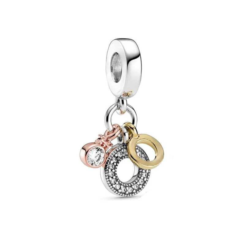 

Pre-Atumn New 2020 Signature Triple Monogram Dangle Charms Beads fit Original Pandora Bracelets for diy Jewelry Making gift