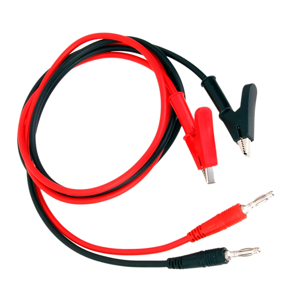 2pcs 15A Banana Plug 4mm Car Battery Clip Clamps Alligator Clips Cable