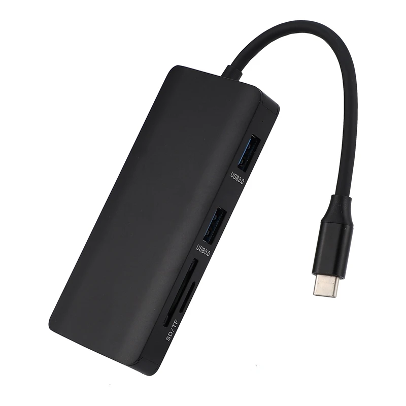 9 в 1 USB-C type C концентратор до 3,5 мм аудио микрофон 4K HDMI VGA RJ45 Lan адаптер USB 3,0 SD TF кард-ридер Тип C PD зарядный адаптер концентратор