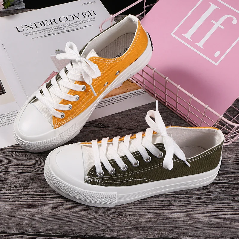 

Discount Women Shoes Canvas Breathable Mixed Colors Shallow Sneakers Women Tenis Feminino Fashion Casual Lace-up Ladies Shoes
