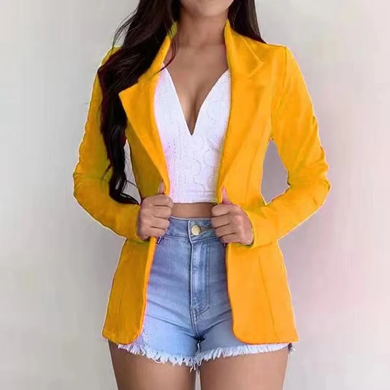 

Female blazer 2020 white blazer jacket single lady button in office female jacket tops blazer blazer femme jackets