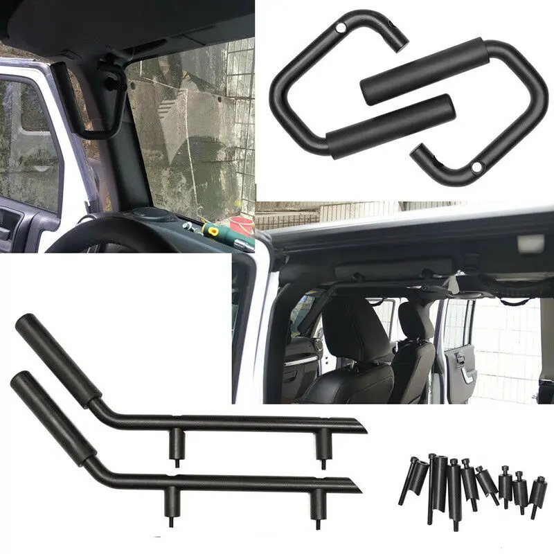 Black Grab Bar Front & Rear Hard Mount Solid Steel Wild Boar Grab