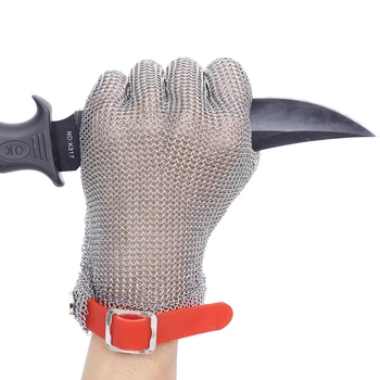 

Plastic Belt Stainless Steel Mesh Glove Cut Resistant Chain Mail Protective Anti-Cutting Glove for Kitchen Butcher Safe Working
